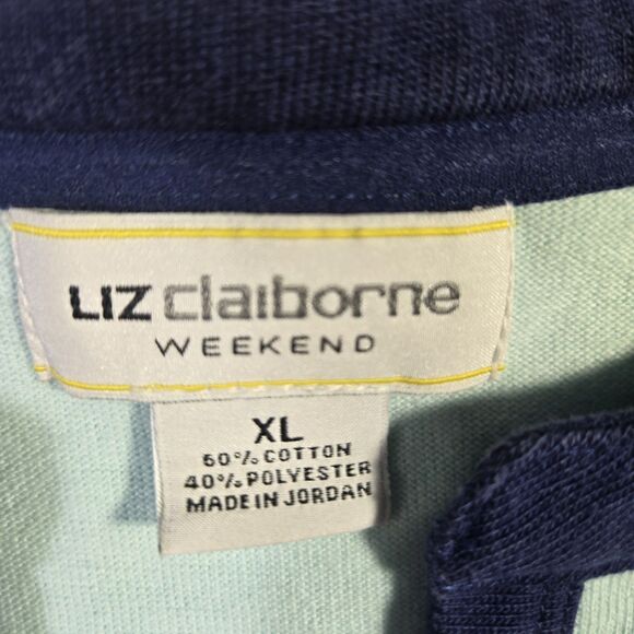 Liz Claiborne Weekend Striped Knit Tank Dress Sleeveless Cotton Blue XL Nautical - Picture 5 of 7
